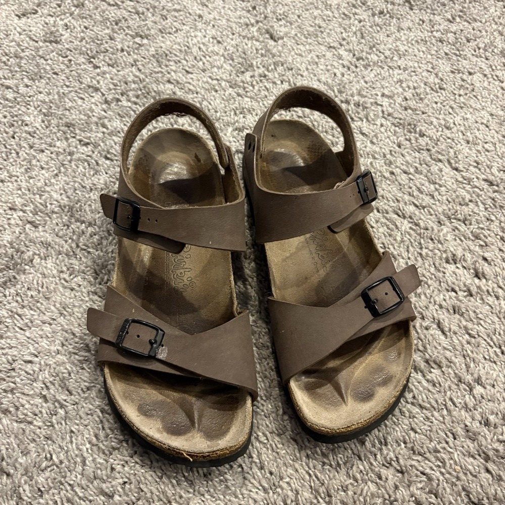 Women's Birki's BIRKENSTOCK Roma Brown Double Buckle Slingback Sandals W7 Mens 5